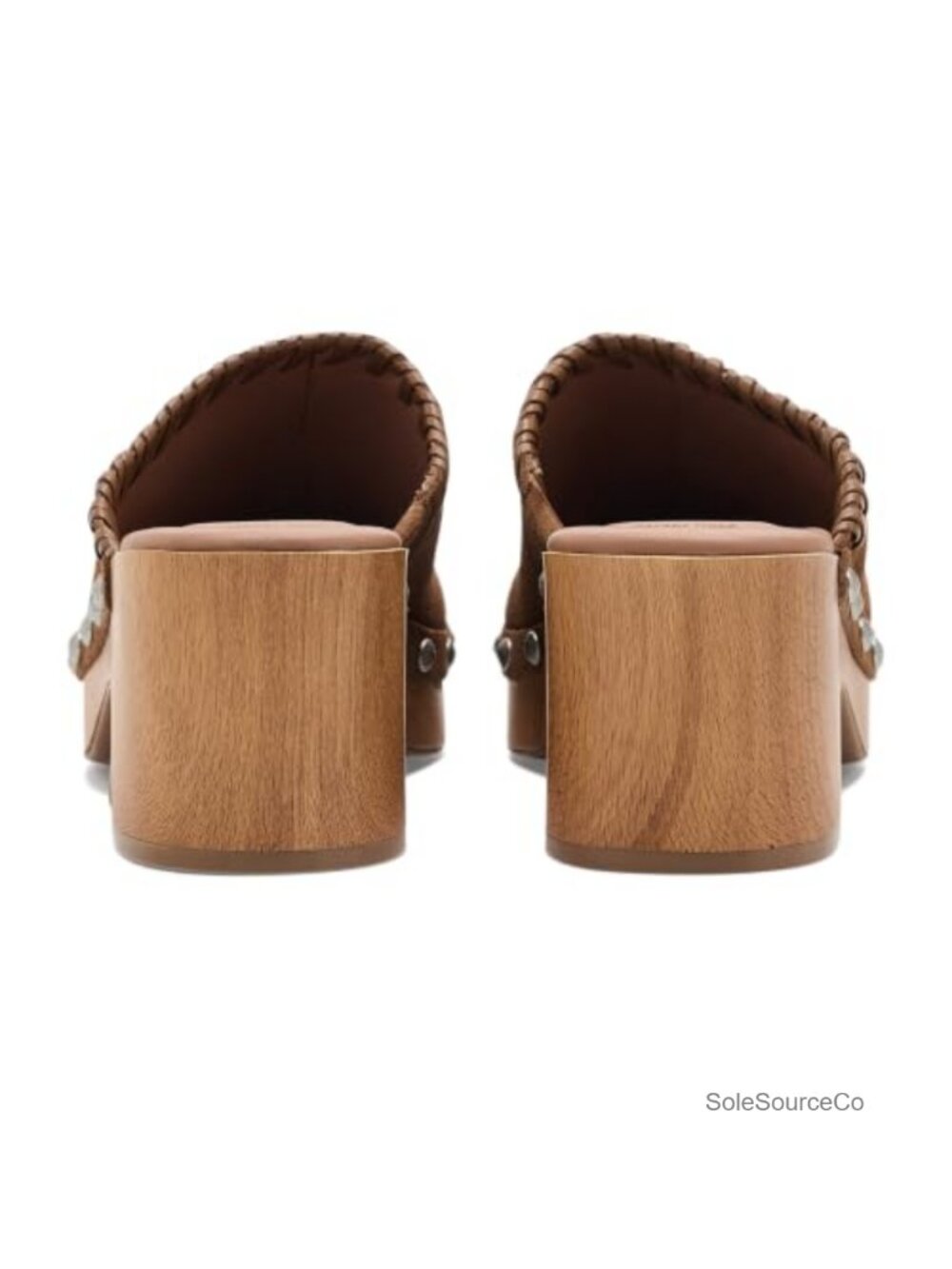 Daphine Suede Clogs Block Heel Round Toe Pull-On Mules - Picture 6 of 6